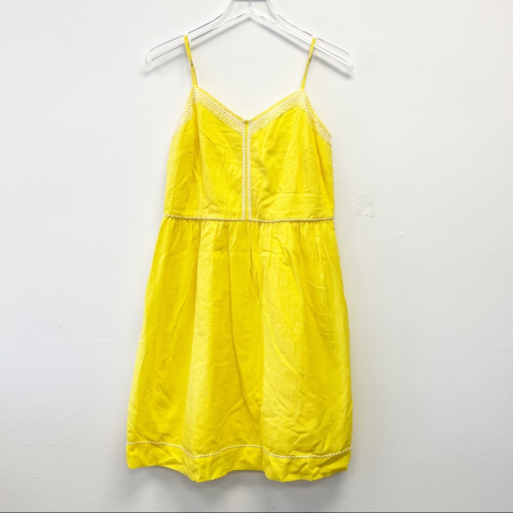Ann Taylor Loft Sleeveless Embroidered Sundress, Bright Yellow Size 4
